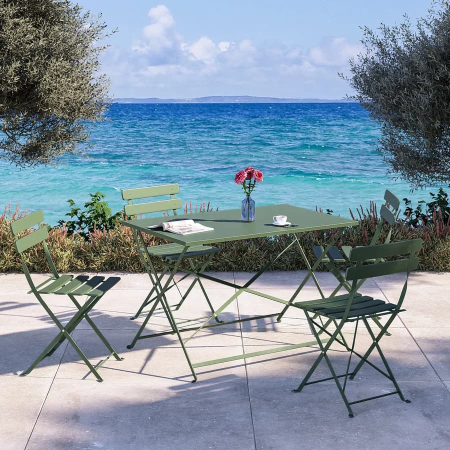 Tavolo da giardino pieghevole 110x70 cm in metallo verde salvia - Atelier