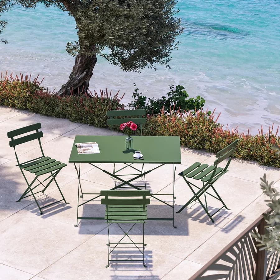 Tavolo da giardino pieghevole 110x70 cm in metallo verde salvia - Atelier