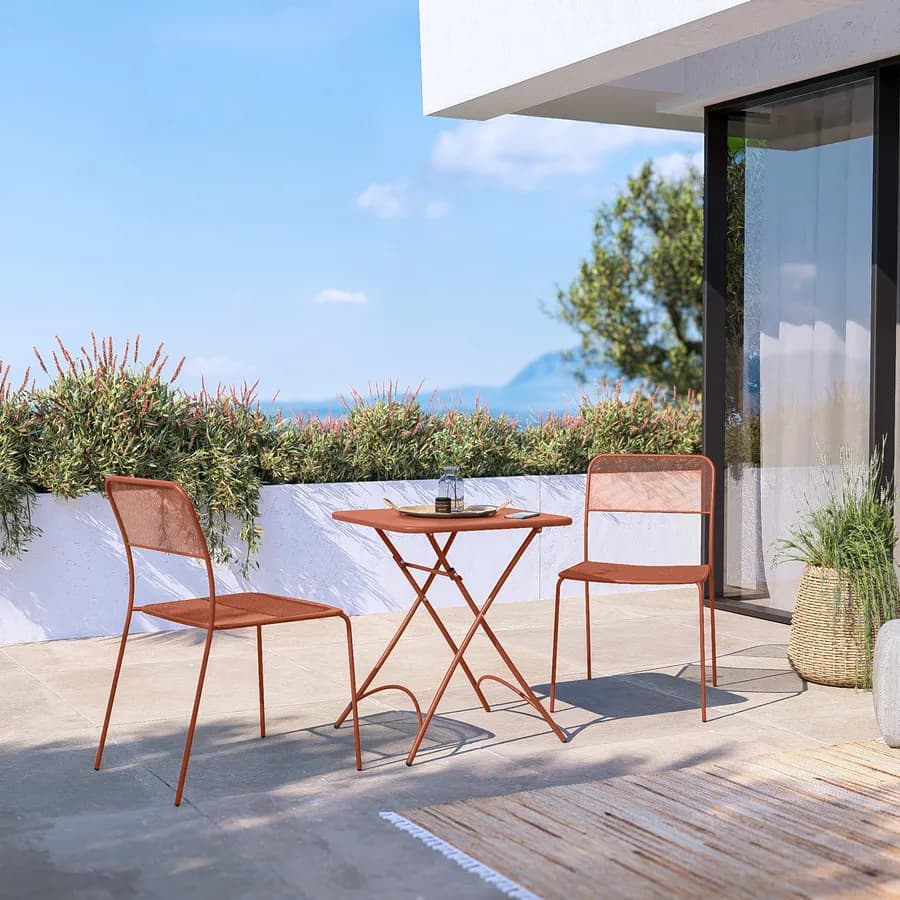 Tavolo da esterno pieghevole 60x60 cm in acciaio terracotta - Faber