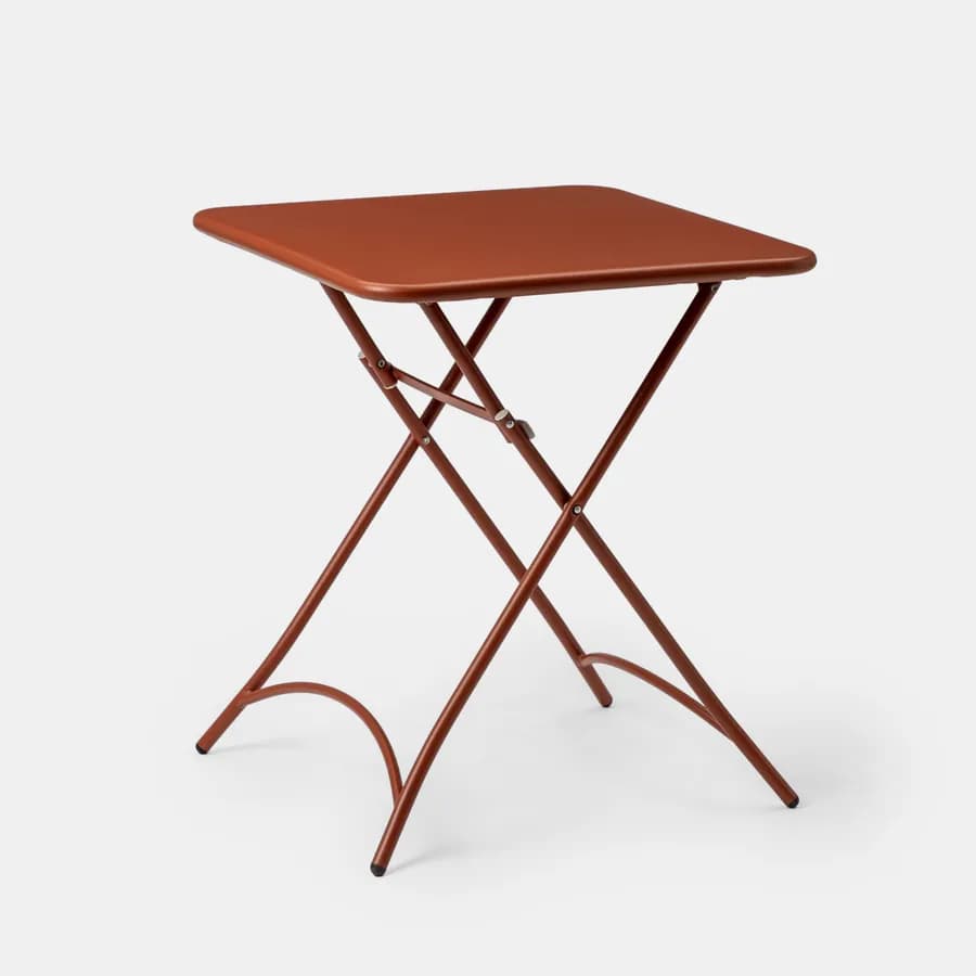 Tavolo da esterno pieghevole 60x60 cm in acciaio terracotta - Faber