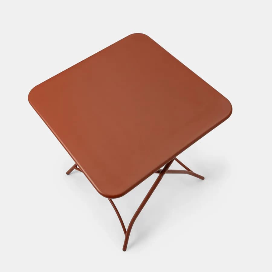 Tavolo da esterno pieghevole 60x60 cm in acciaio terracotta - Faber