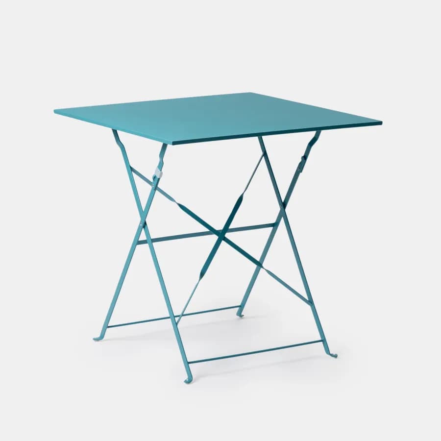 Tavolo da giardino pieghevole 70x70 cm in metallo blu pavone - Atelier