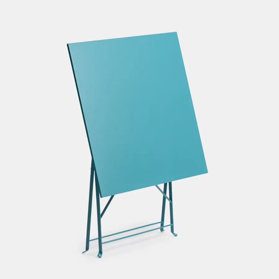 Tavolo da giardino pieghevole 70x70 cm in metallo blu pavone - Atelier