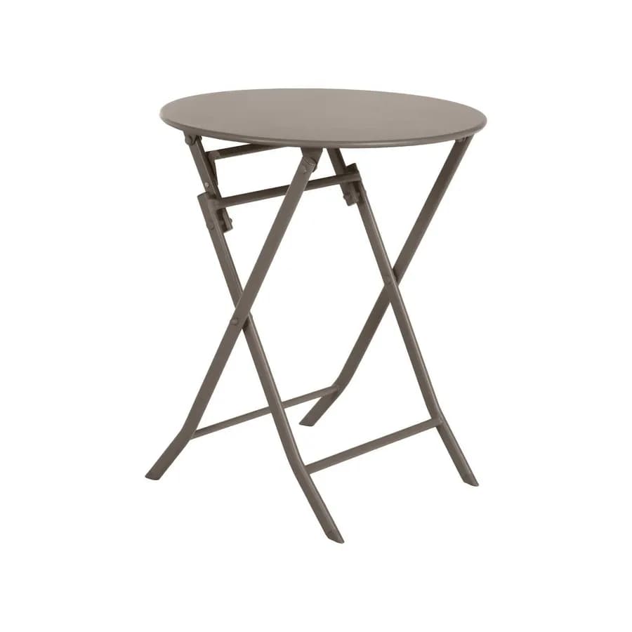 Tavolo pieghevole da esterno rotondo 60 cm in acciaio marrone tonka - Atelier