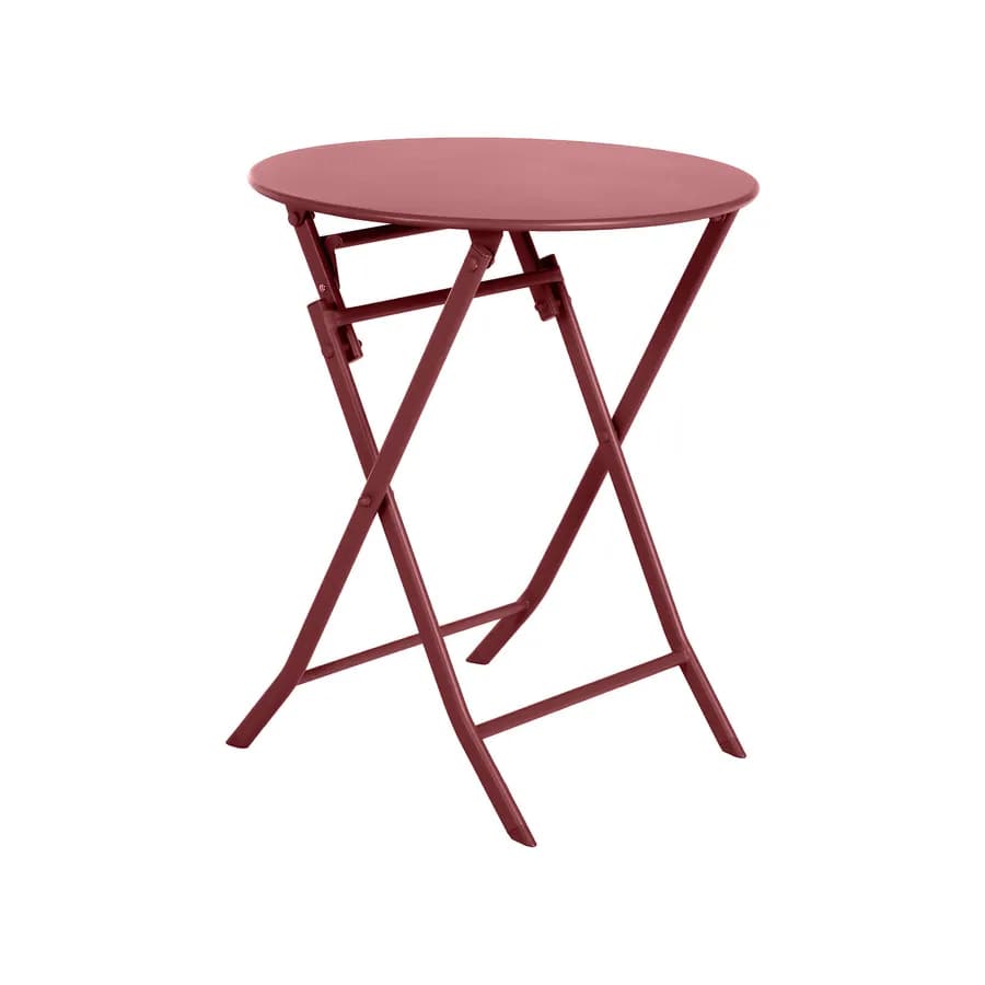 Tavolo pieghevole da esterno rotondo 60 cm in acciaio rosso corallo - Atelier