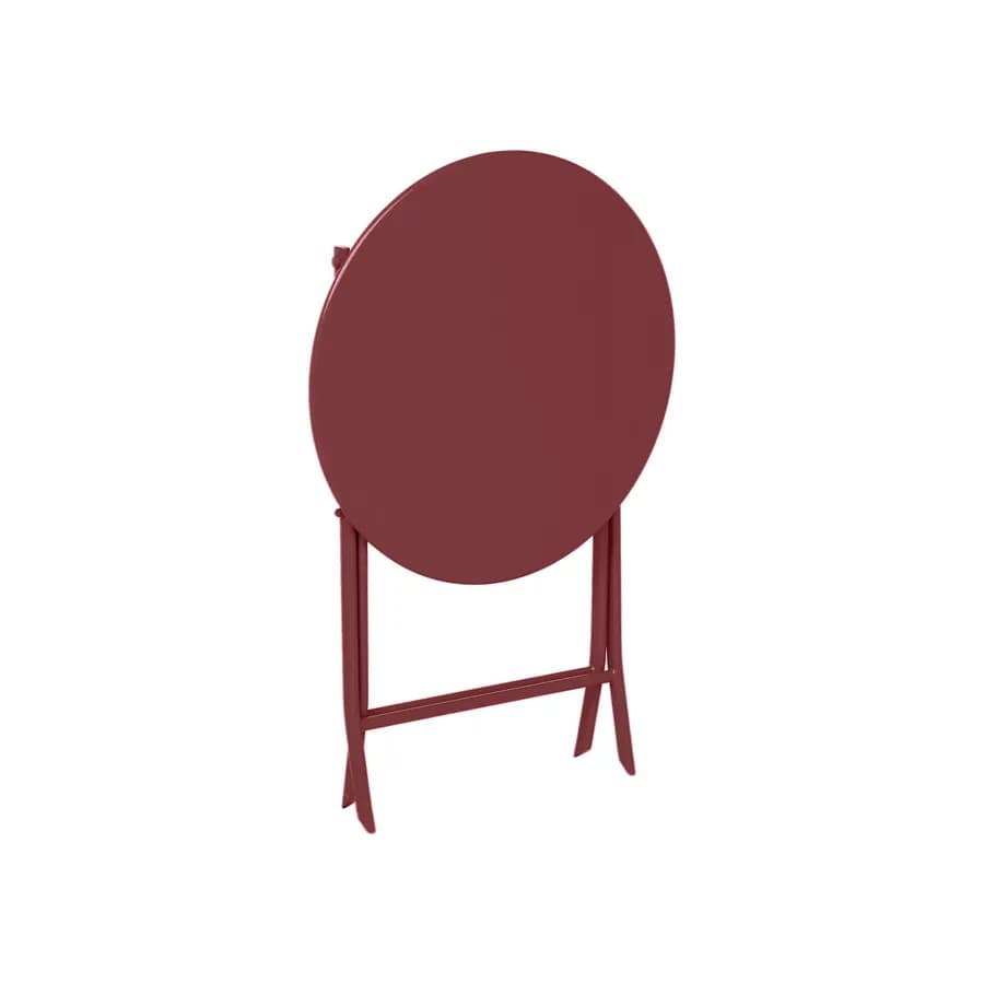 Tavolo pieghevole da esterno rotondo 60 cm in acciaio rosso corallo - Atelier