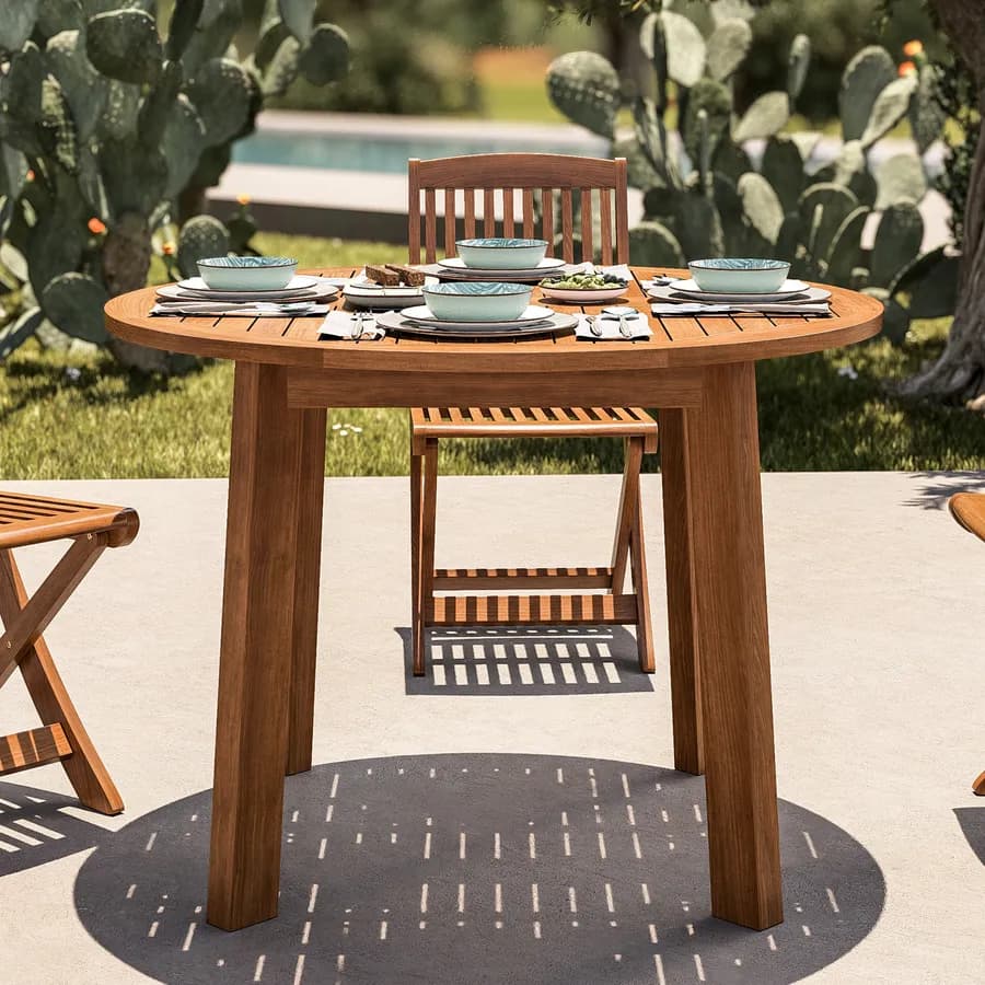Tavolo da giardino rotondo 110 cm in legno d'acacia - Paja