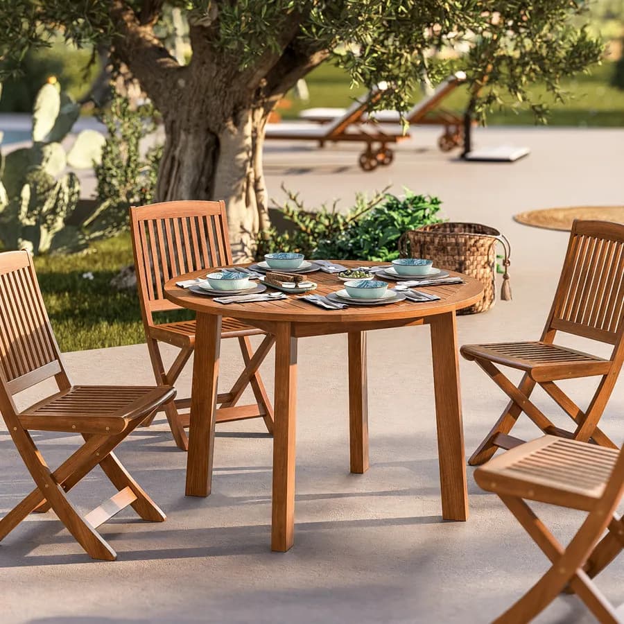 Tavolo da giardino rotondo 110 cm in legno d'acacia - Paja