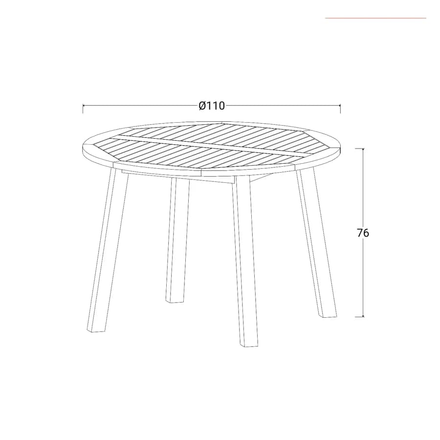 Tavolo da giardino rotondo 110 cm in legno d'acacia - Paja