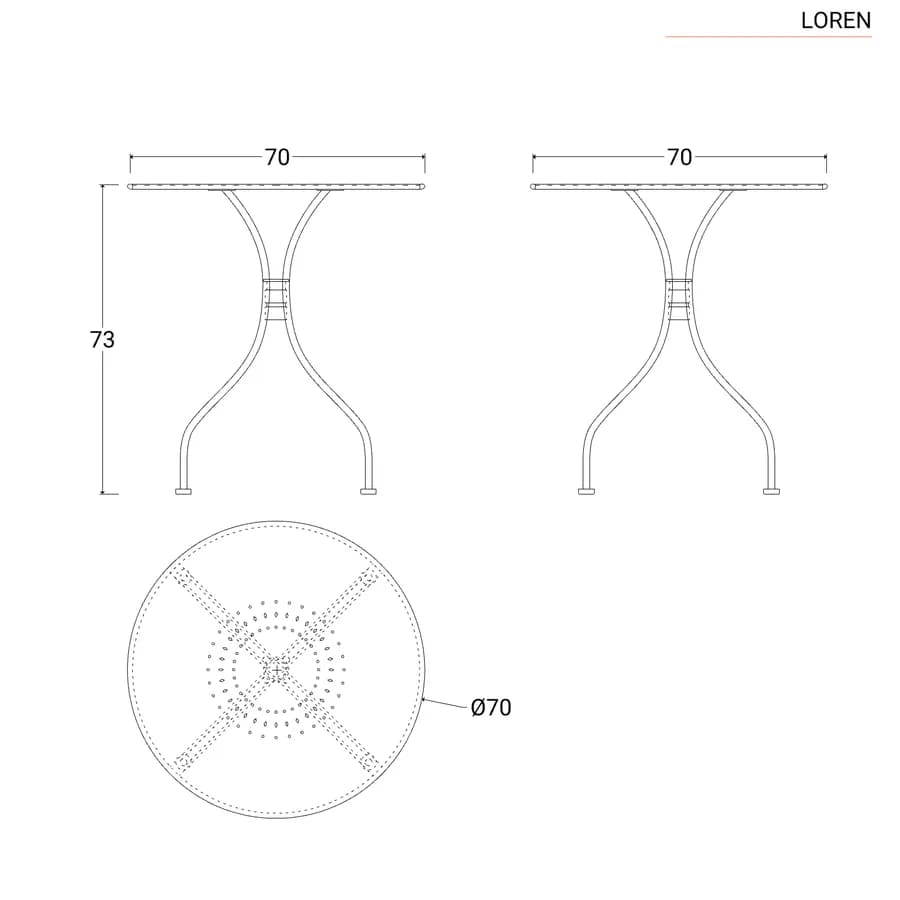 Tavolo da giardino rotondo 70 cm in metallo tortora - Loren