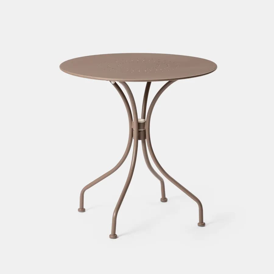 Tavolo da giardino rotondo 70 cm in metallo tortora - Loren