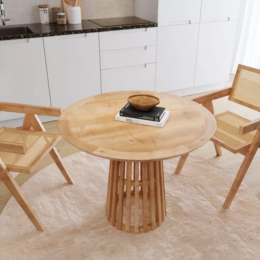 Tavolo da pranzo rotondo 100 cm in legno di frassino - Ernest