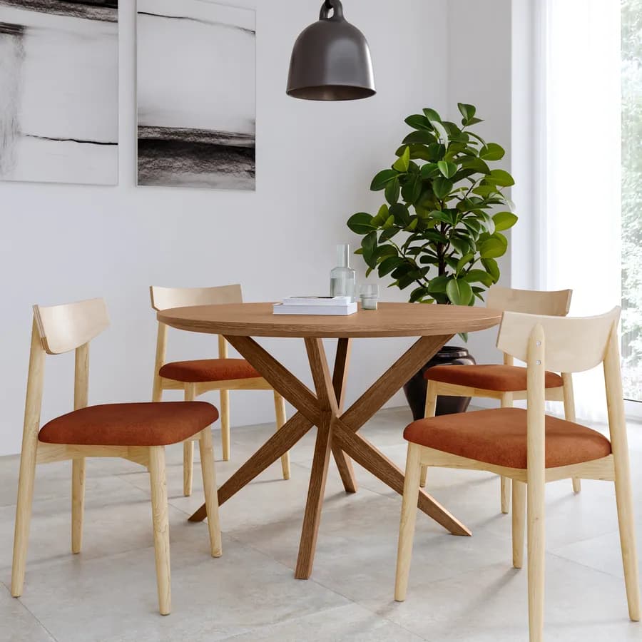Tavolo da pranzo 120 cm effetto noce chester con gambe incrociate - Doror