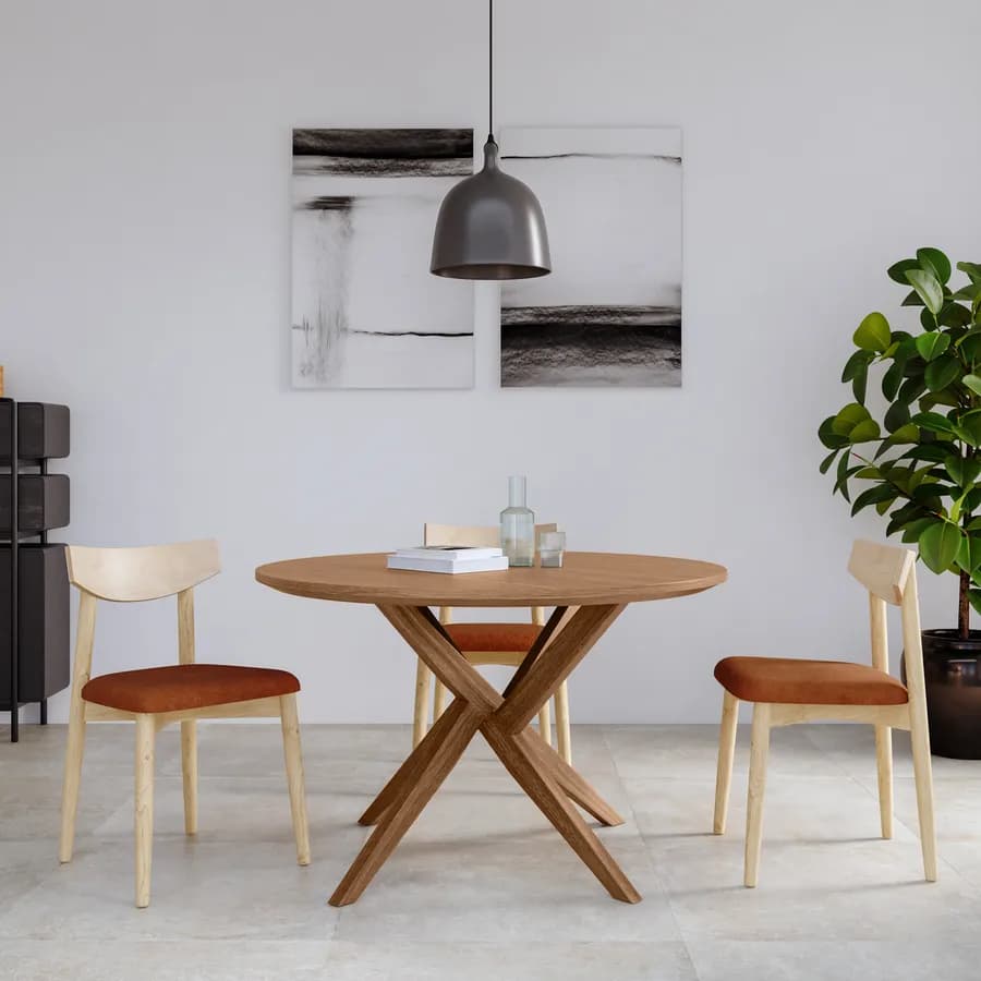Tavolo da pranzo 120 cm effetto noce chester con gambe incrociate - Doror
