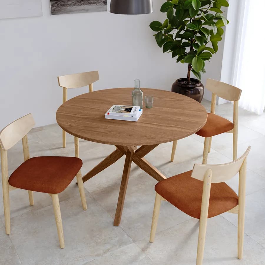 Tavolo da pranzo 120 cm effetto noce chester con gambe incrociate - Doror