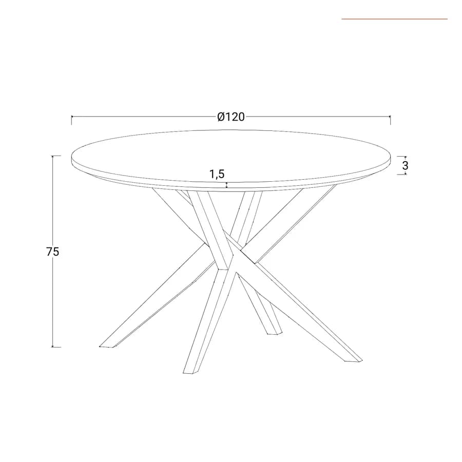 Tavolo da pranzo 120 cm effetto noce chester con gambe incrociate - Doror