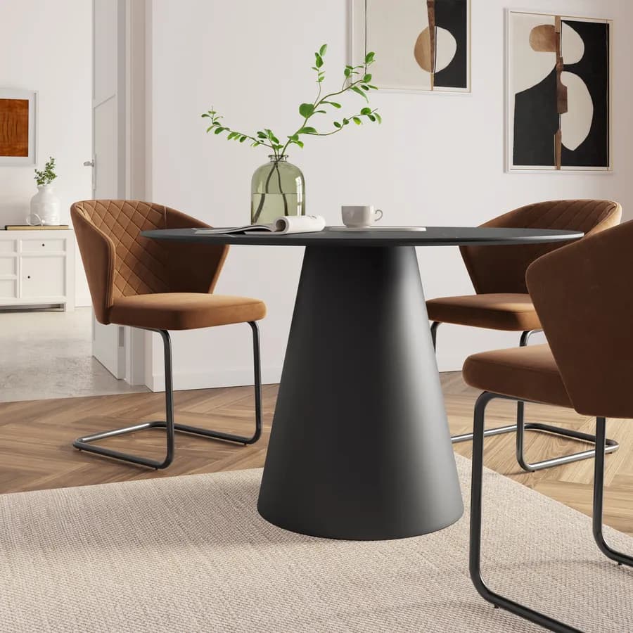 Tavolo da pranzo rotondo 120 cm in legno nero - Gourmel