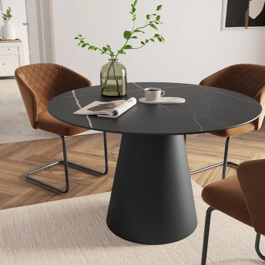 Tavolo da pranzo rotondo 120 cm in legno nero - Gourmel