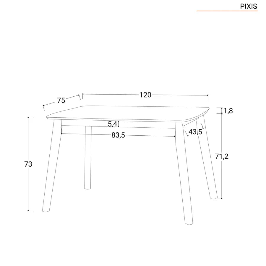 Tavolo da pranzo 120x75 cm in legno bianco - Pixis
