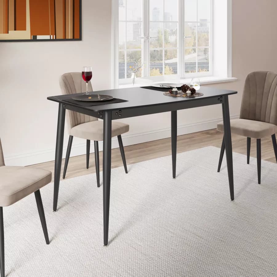 Tavolo da pranzo 120x70 cm con top nero in ceramica - Knos