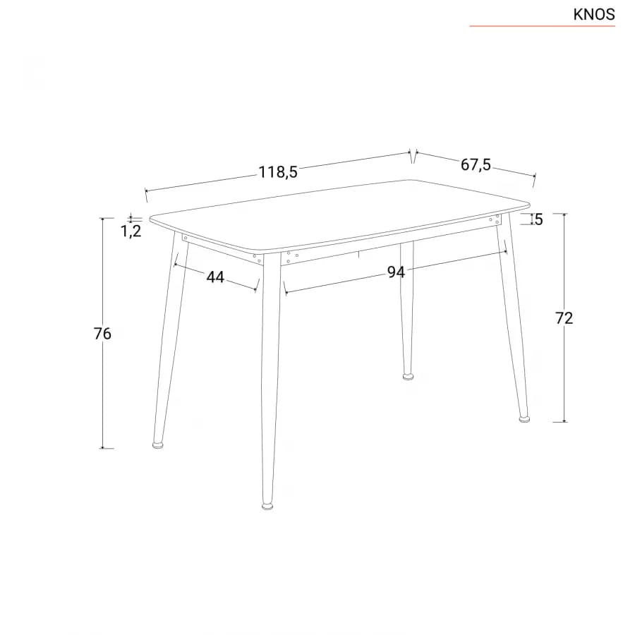Tavolo da pranzo 120x70 cm con top nero in ceramica - Knos