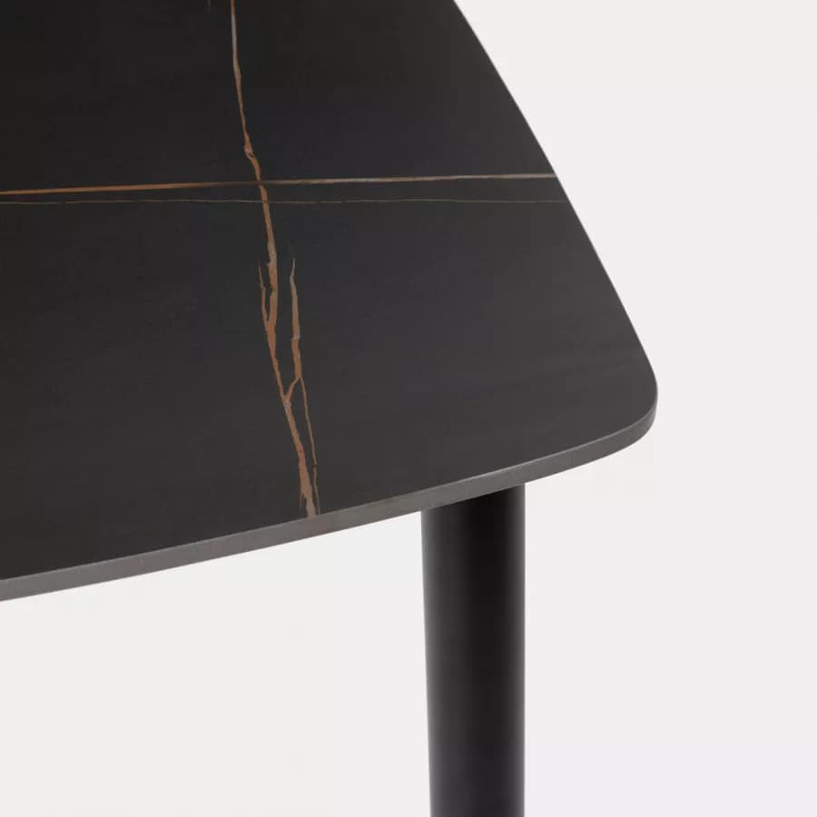 Tavolo da pranzo 120x70 cm con top nero in ceramica - Knos