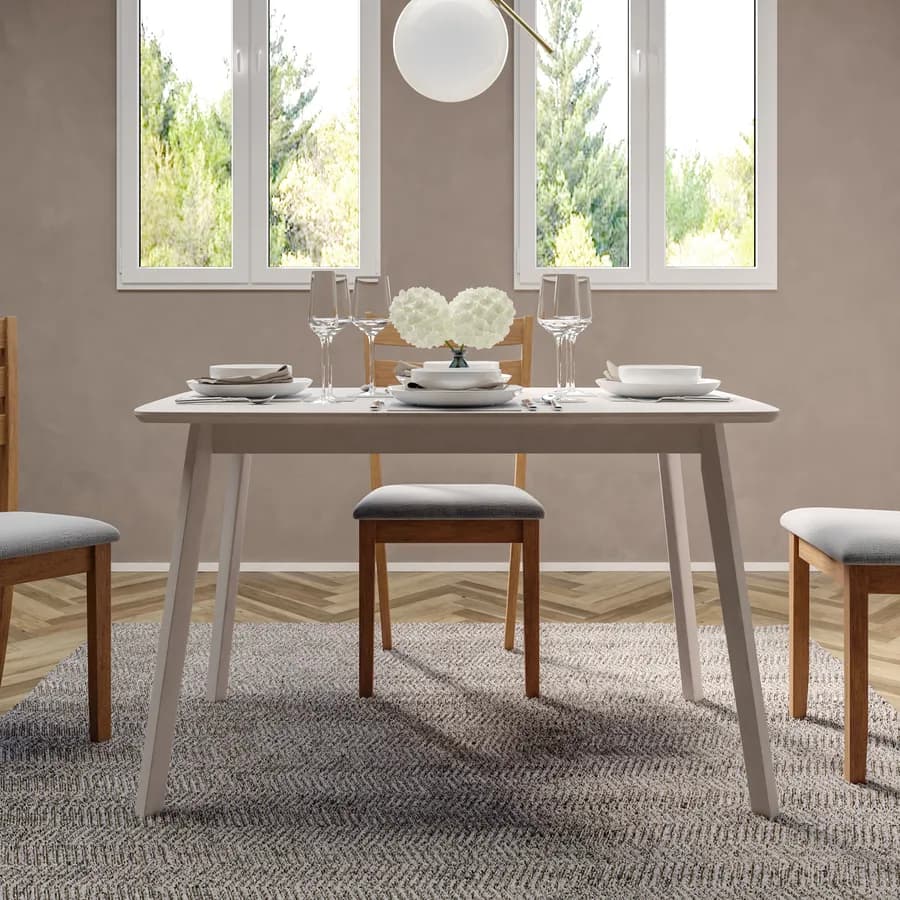 Tavolo da pranzo 120x75 cm in legno bianco crema - Pictor