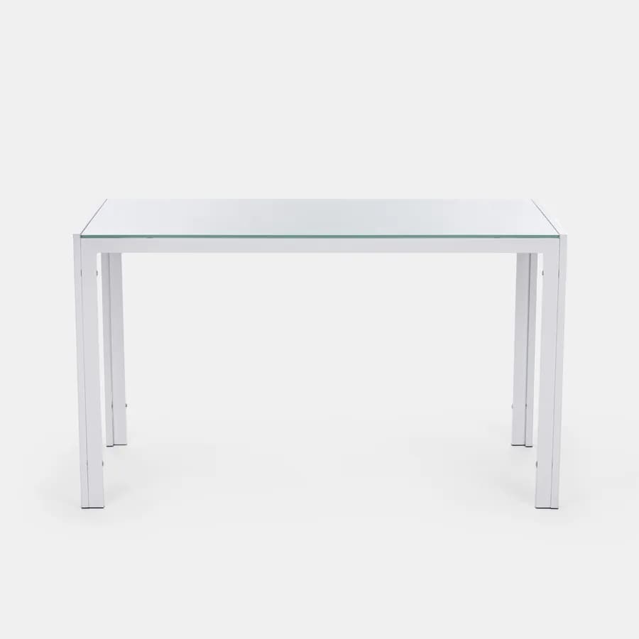 Tavolo da pranzo 130x70 cm piano in vetro temperato e gambe in metallo bianco - Grido