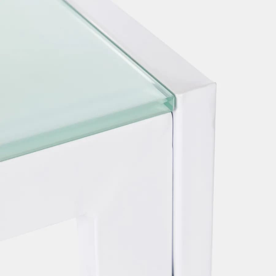 Tavolo da pranzo 130x70 cm piano in vetro temperato e gambe in metallo bianco - Grido