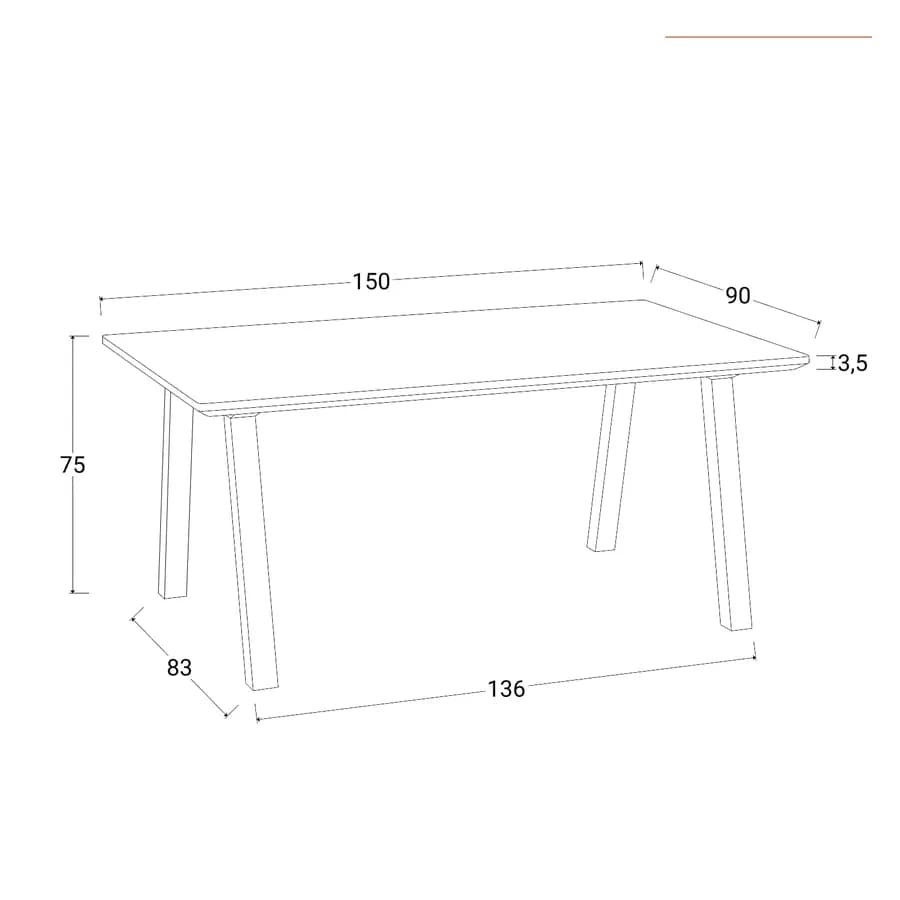 Tavolo da pranzo 150x90 cm in legno noce - Mafled