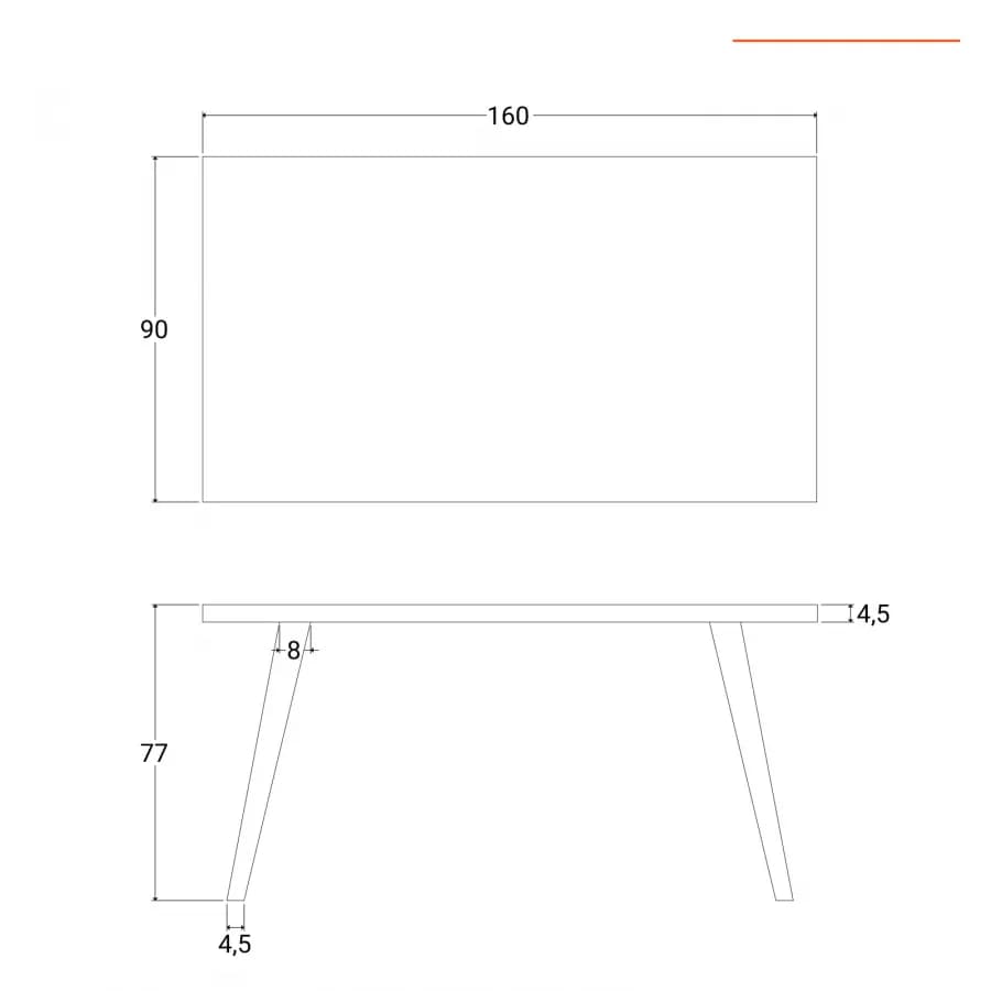Tavolo 160x90 cm piano e gambe in legno di acacia - Freia Acacia