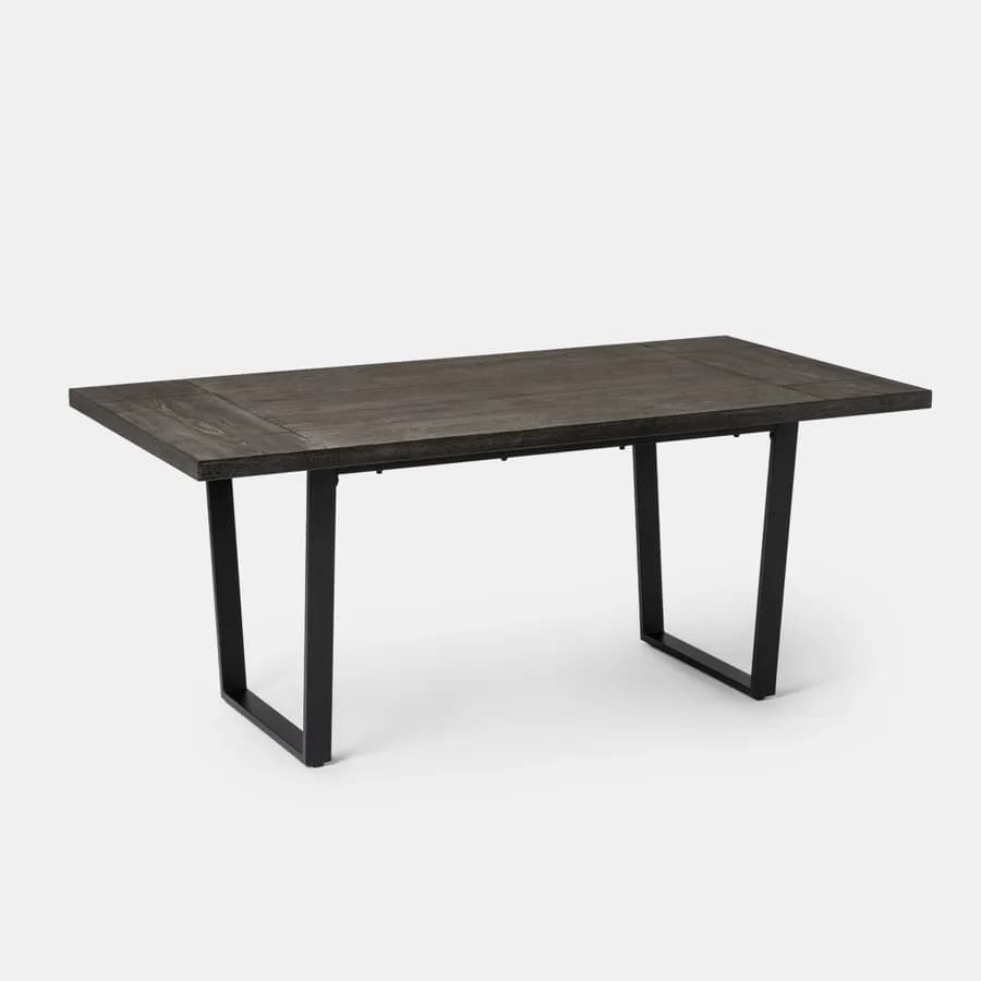 Tavolo da pranzo 176x96 cm con top noce e gambe in metallo nero - Tymen