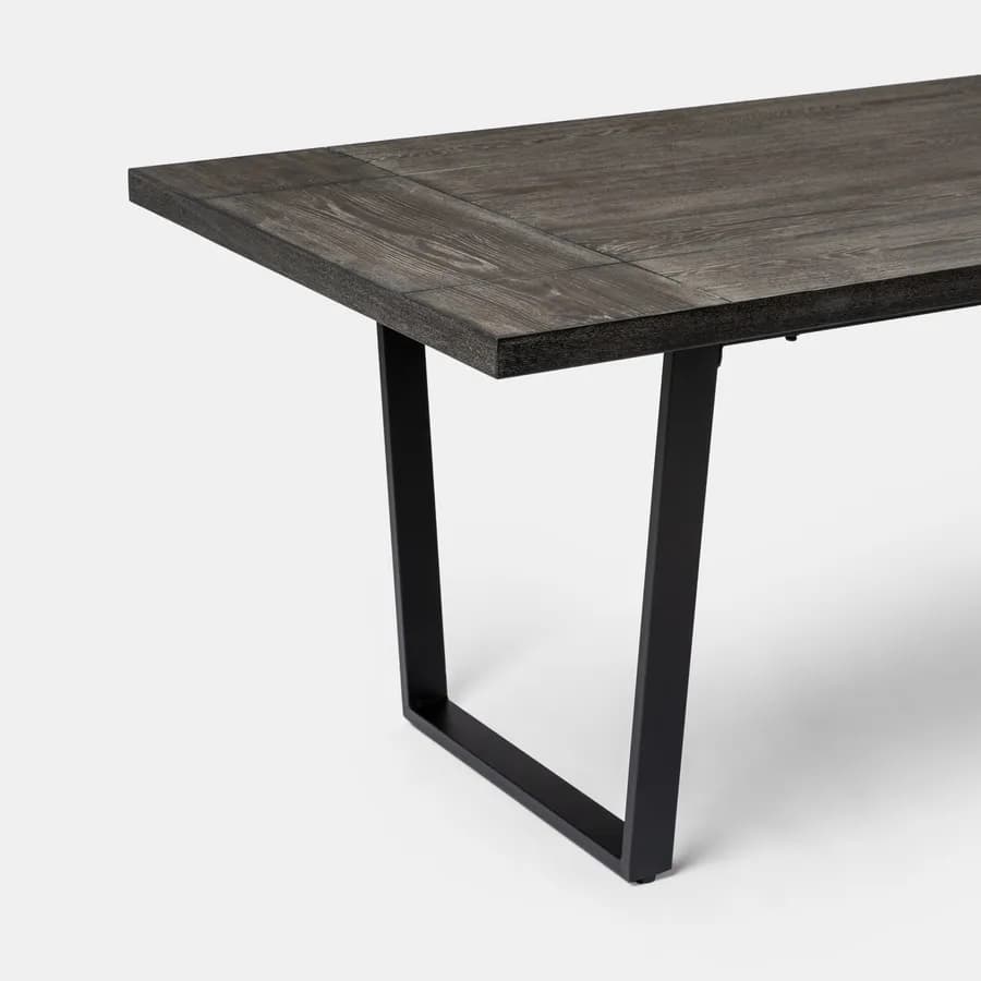 Tavolo da pranzo 176x96 cm con top noce e gambe in metallo nero - Tymen