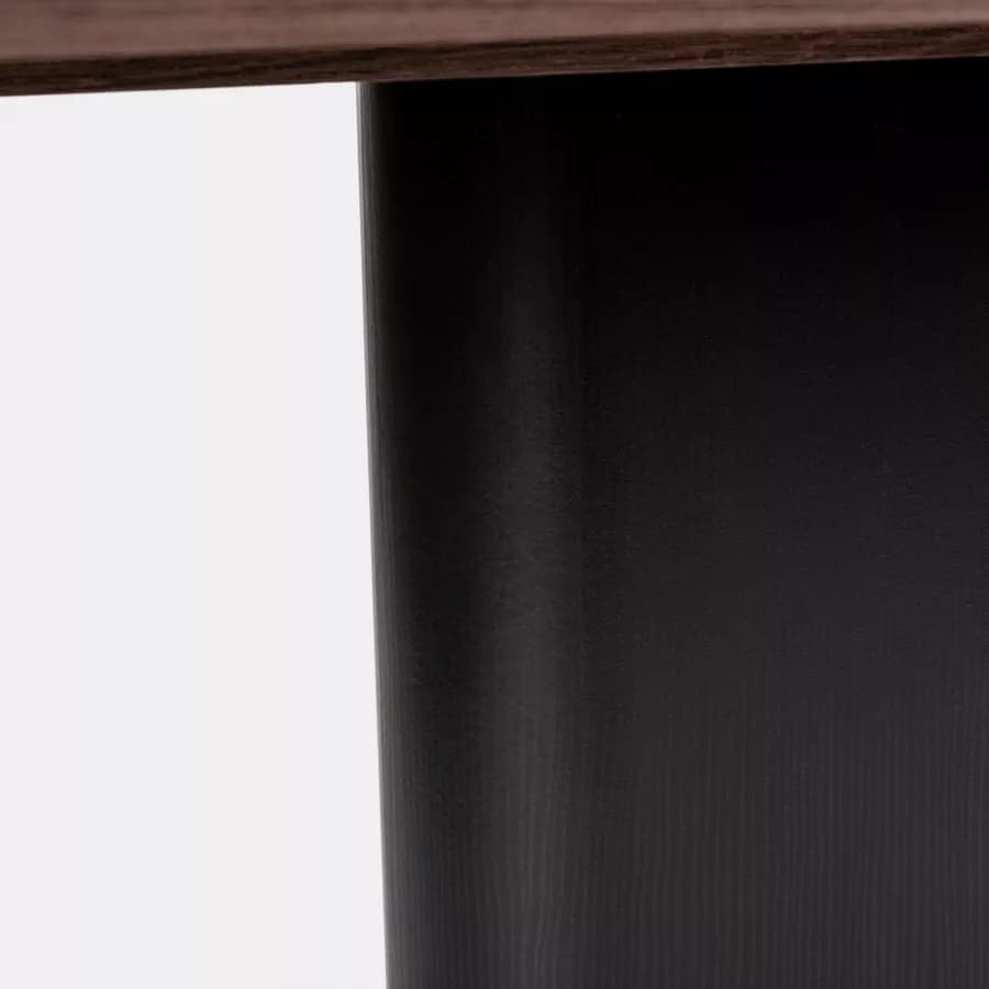 Tavolo da pranzo ovale 180x90 cm top in legno con gamba centrale e base in metallo nero - Raynold