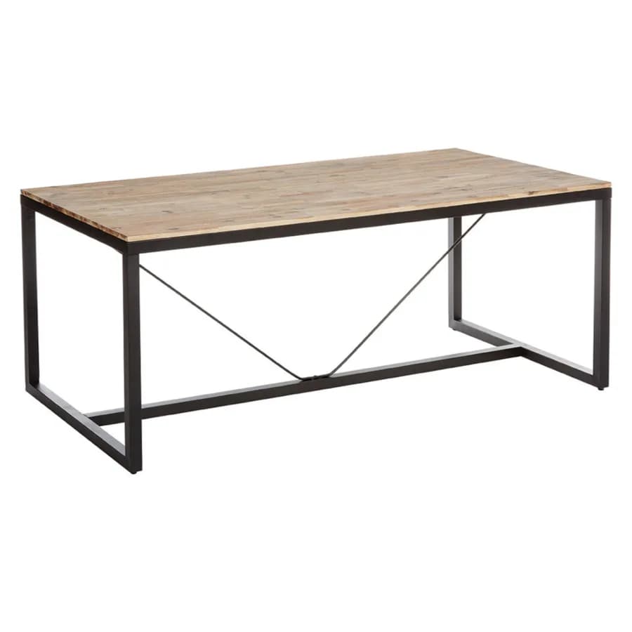 Tavolo da pranzo 180x90 cm in legno di acacia e metallo nero - Floyd