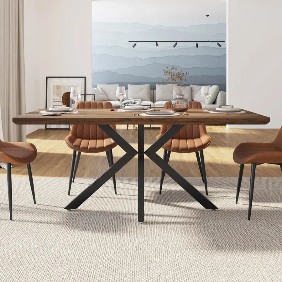 Tavolo 180 cm effetto rovere profondità 90 cm con gambe industrial nere - Focal