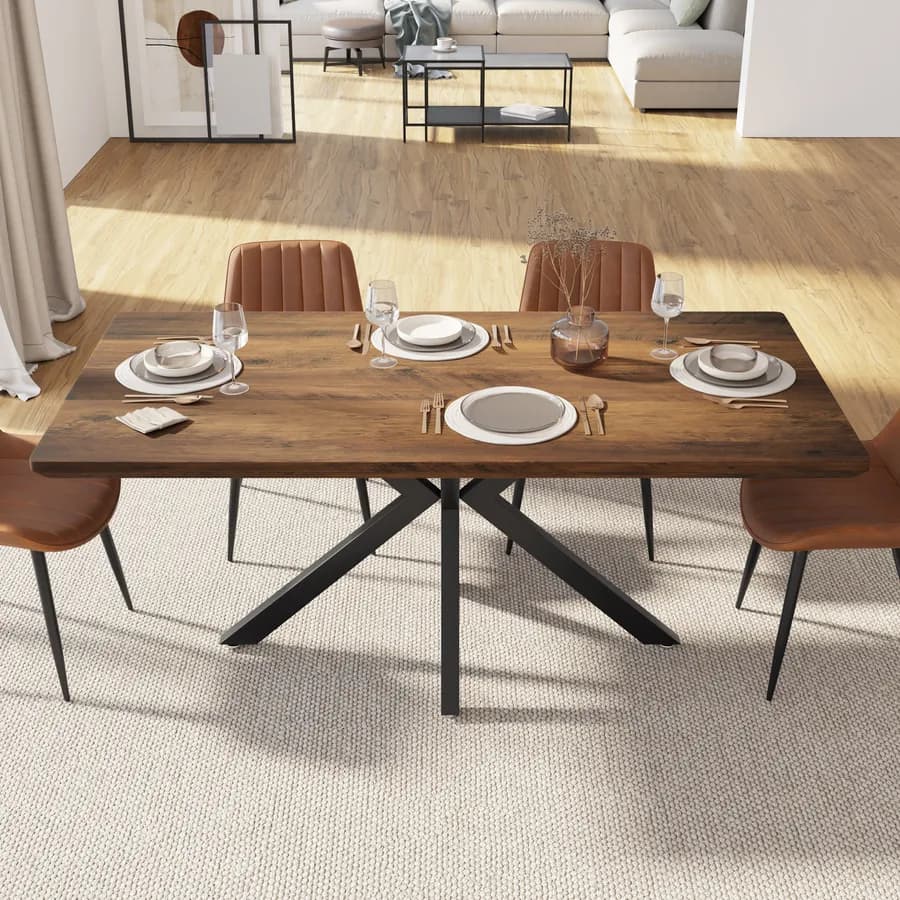 Tavolo 180 cm effetto rovere profondità 90 cm con gambe industrial nere - Focal