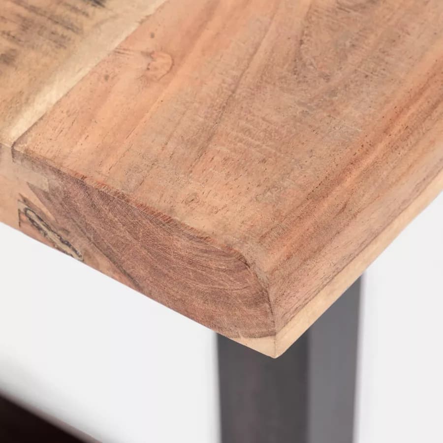 Tavolo 180x90 cm piano in legno di acacia 55 mm e gambe a U 5x5 in metallo nero - Freia Acacia