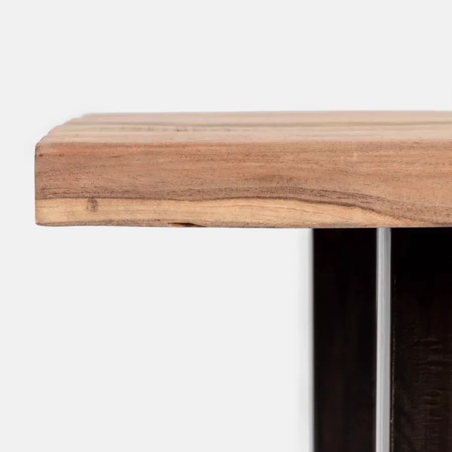 Tavolo 180x90 cm piano in legno di acacia 55 mm e gambe a U 5x5 in metallo nero - Freia Acacia