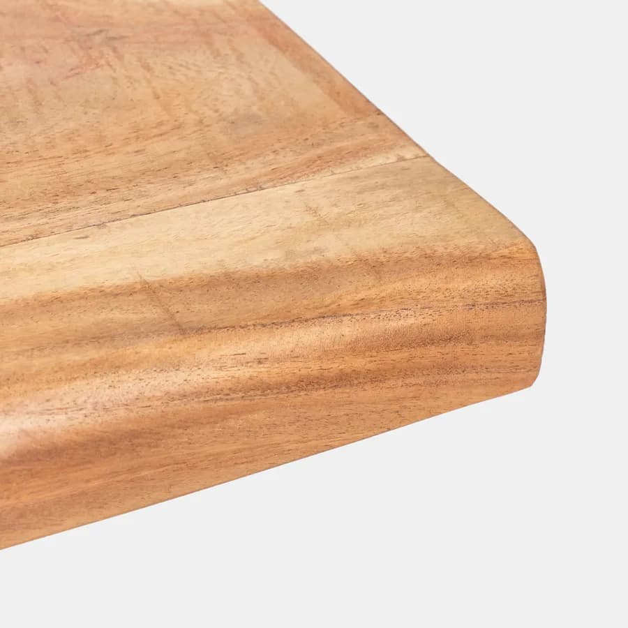 Tavolo 220x100 cm con top in legno di acacia da 55 mm e gambe a croce in metallo cromo - Freia Acacia