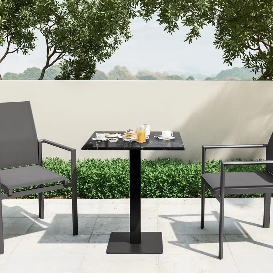 Tavolo da giardino 60x60 cm in metallo nero con top in marmo - Raspin