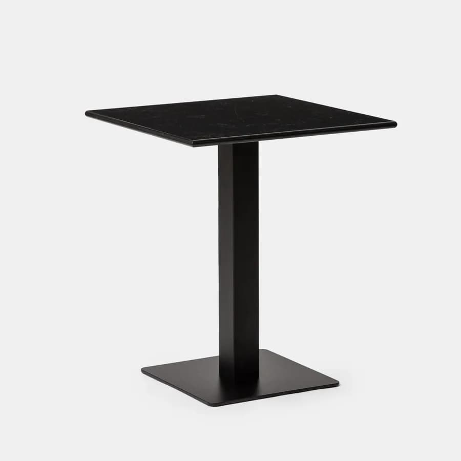 Tavolo da giardino 60x60 cm in metallo nero con top in marmo - Raspin