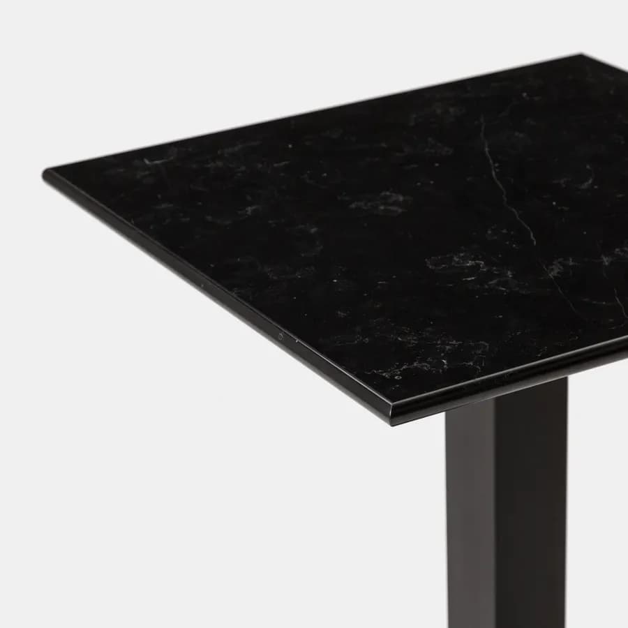 Tavolo da giardino 60x60 cm in metallo nero con top in marmo - Raspin