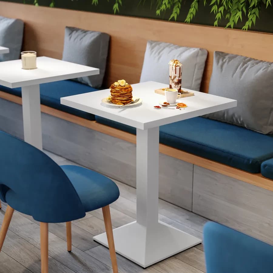 Tavolo da pranzo 70x70 cm con top in legno da 30 mm e base in metallo bianco - Caio
