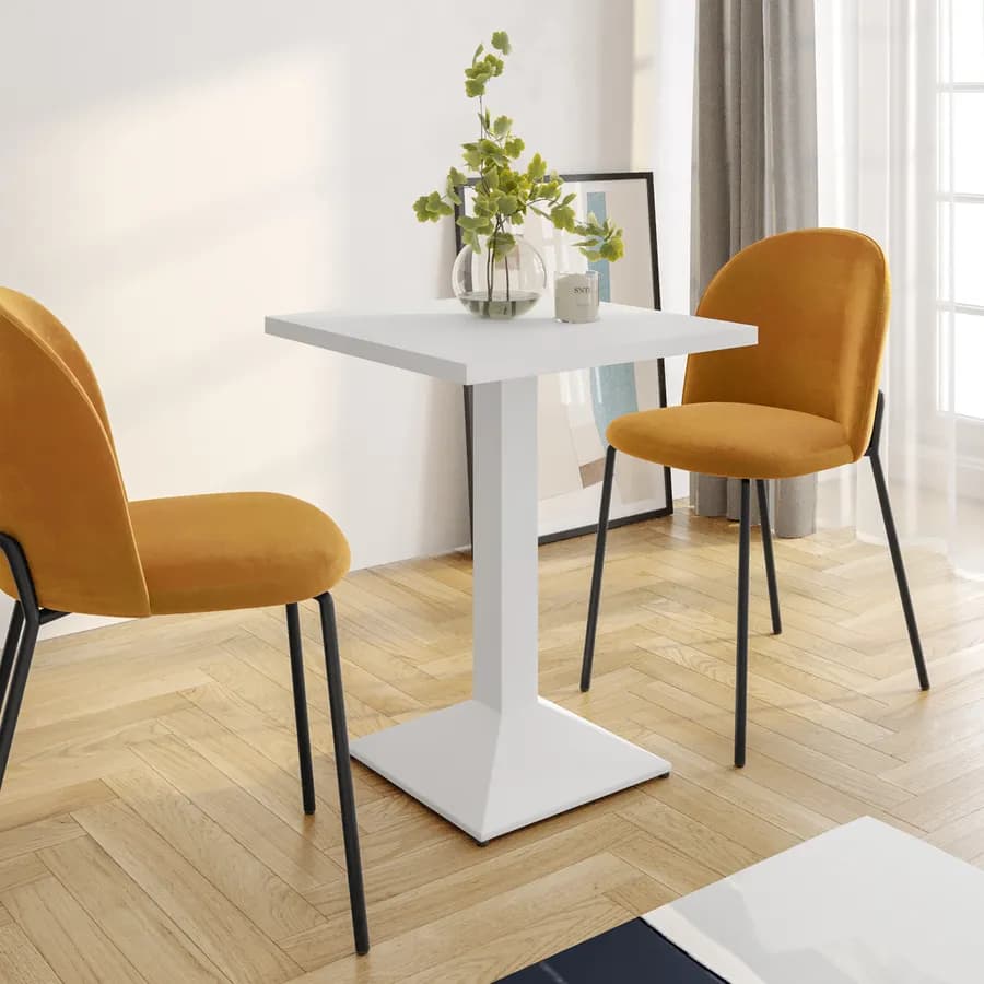 Tavolo da pranzo 70x70 cm con top in legno da 30 mm e base in metallo bianco - Caio