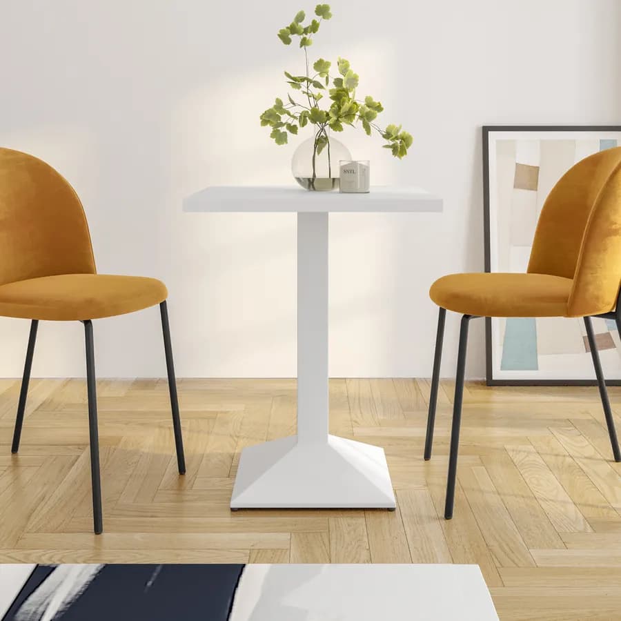 Tavolo da pranzo 70x70 cm con top in legno da 30 mm e base in metallo bianco - Caio