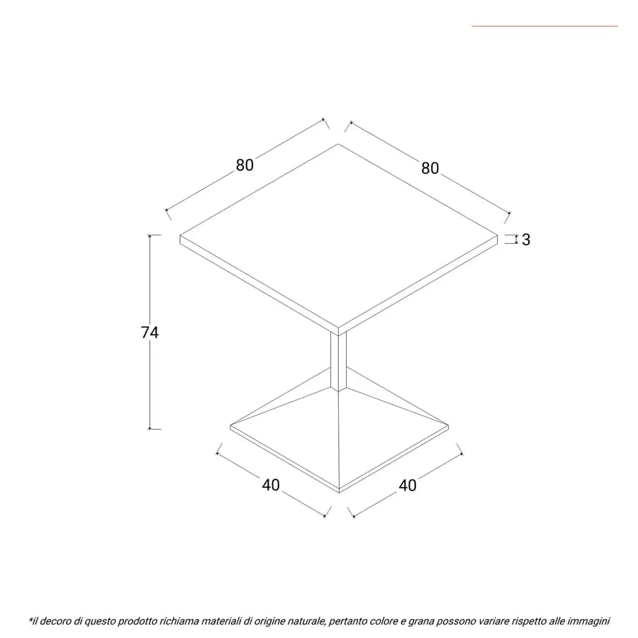 Tavolo da pranzo 80x80 cm con top effetto marmo grigio da 30 mm e base in metallo nero - Caio