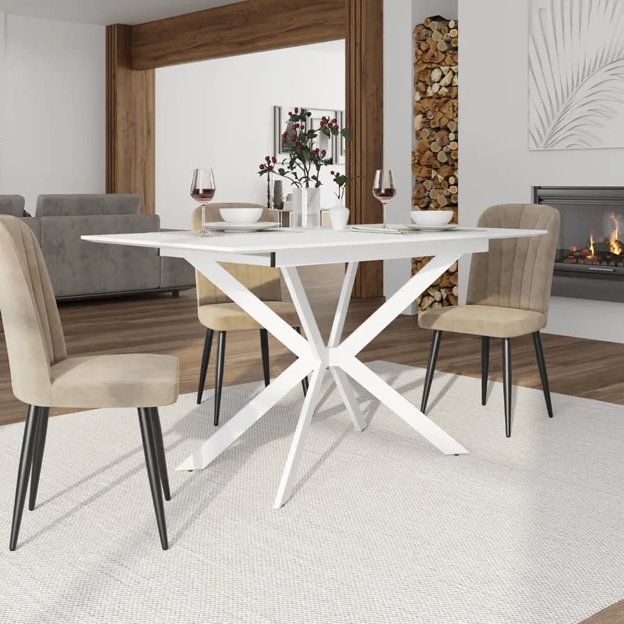 Tavolo da pranzo allungabile 100-140 x 80 in legno bianco - Marten
