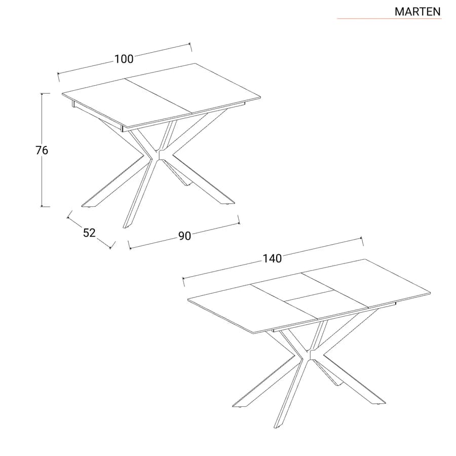 Tavolo da pranzo allungabile 100-140 x 80 in legno bianco - Marten