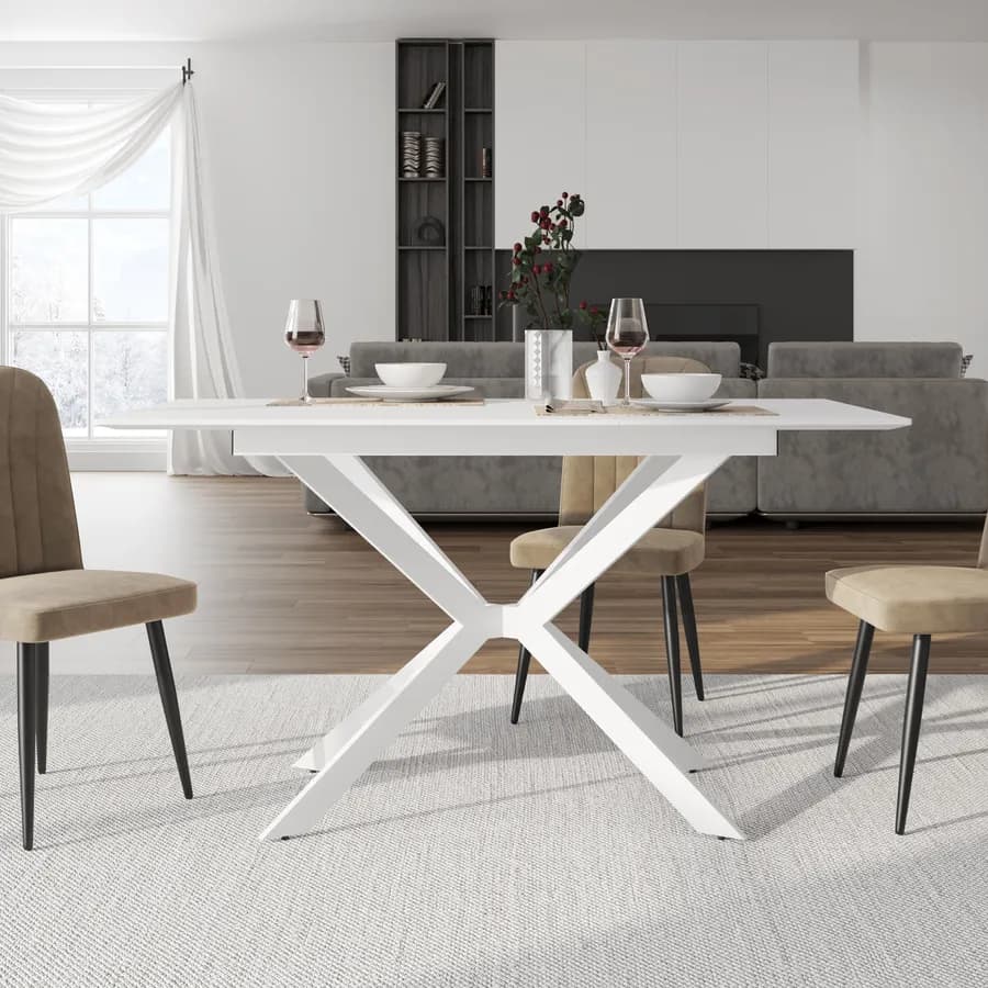 Tavolo da pranzo allungabile 100-140 x 80 in legno bianco - Marten